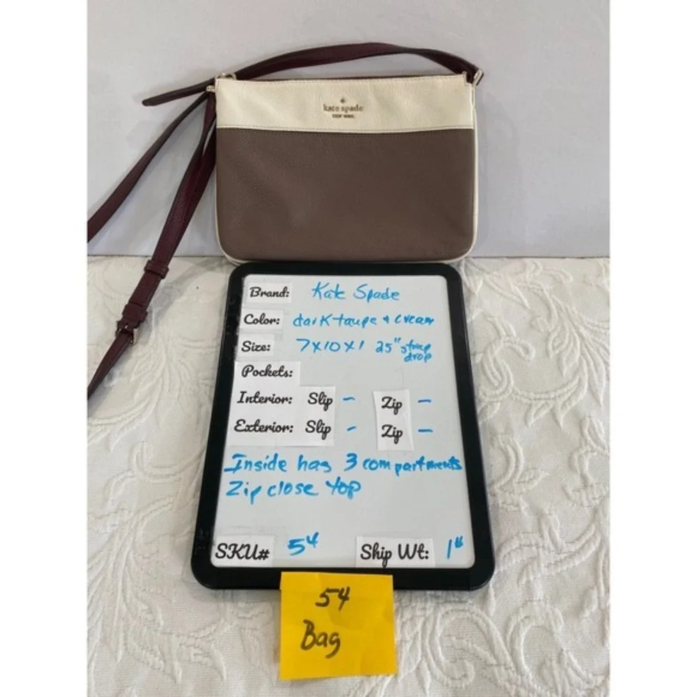 Kate Spade Colorblock Pebbled Leather Bag‎ Triple Compartment Crossbody Taupe